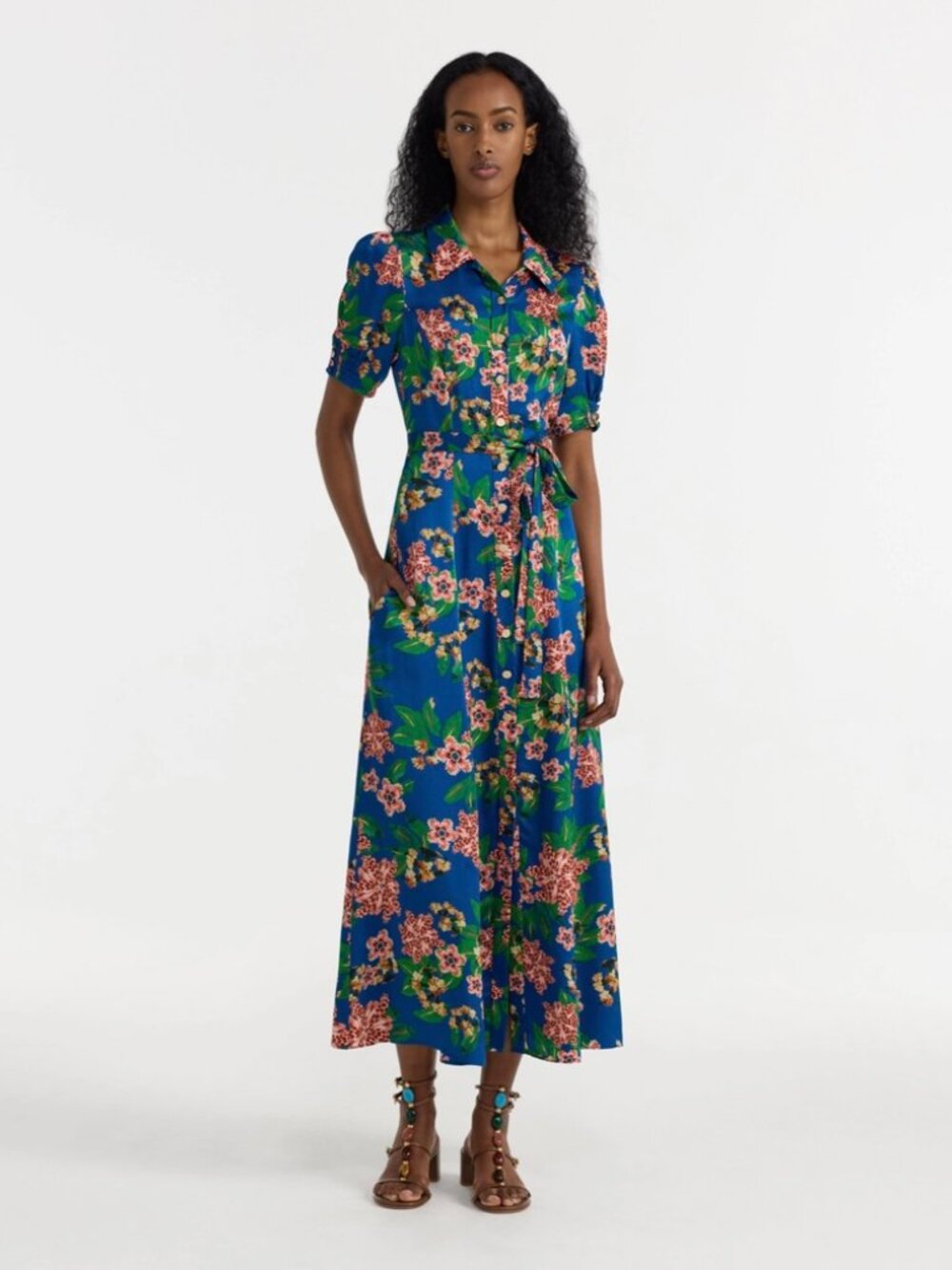 SALONI Vanessa D Dress in Flori Sapphire